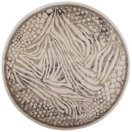 Auric 3808-0024-CREAM Garda Round Animal Print Rugs, Cream - 5 ft. 3 in. AU2643477